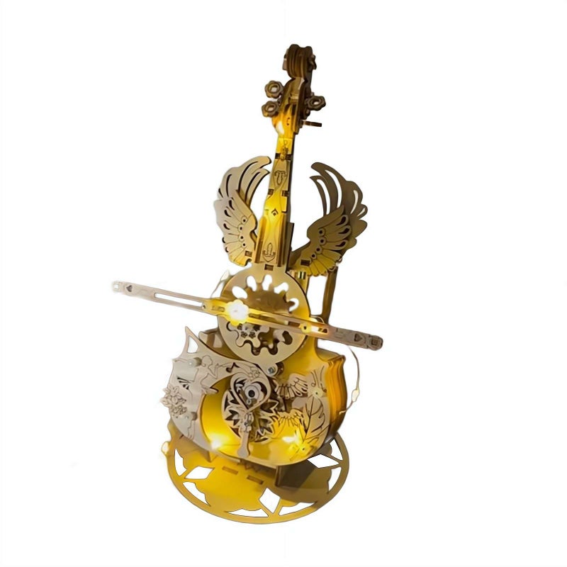 3D Wooden Puzzle for Adults, Cello Model Kit with Base, DIY Model Wooden Music Box Building Kit Desk Gift for Men Women Hobby for Adults - Image 1